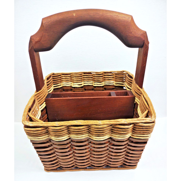 FOXCREEK Basket Company Dated & Signed Magazine Book Basket 2001 w Divider USA - Picture 11 of 11